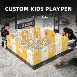 Parc de jeu pliable moderne et personnalisé pour enfants, idéal pour l'hôtellerie, en plastique, clôture sans tapis - Product Image 2