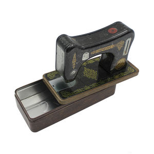 Boîte en fer blanc noir mat rétro avec couvercle à vis pour machine à coudre, idéale pour ranger de petits outils, bonbons et objets de collection, ou pour le bricolage. - Product Image 2