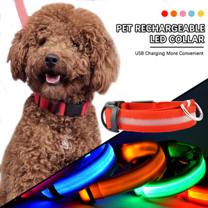 <span class=keywords><strong>Collar</strong></span> de Perro LED Ajustable de Poliéster Simple con Luces Intermitentes Recargable y Reflectante para Uso Nocturno Producto Antipérdida para Mascotas - Product Image 4
