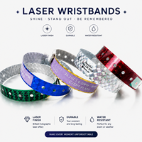 Bracelet holographique laser personnalisé, imprimé en couleur, pour identification de sécurité, événements VIP, festivals, bracelet imperméable