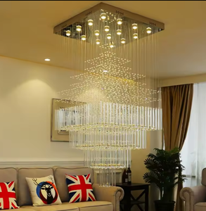 Zeal <b>Lighting</b> Customized White <b>Crystal</b> <b>Chandelier</b> Elegant Large Stair Light for Hotels Contemporary Design Iron Switch ODM AC - Product Image 5