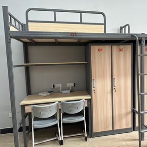 Металлическая двухъярусная кровать с местом для хранения – компактный дизайн для детской спальни, школьного общежития - Product Image 2