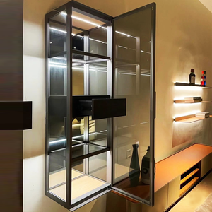 Vitrina de cocina Almacenamiento Trofeo Pared Estantes altos Gabinetes de exhibición de joyería inteligente con puertas de bisagra de vidrio oscilante de perfil de aluminio - Product Image 3