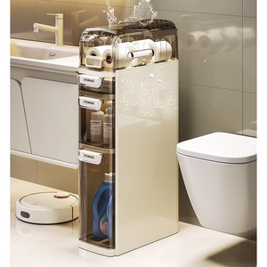 Çekmece Floding plastik depolama çekmeceler arabaları ile uzun ince plastik banyo depolama dolabı