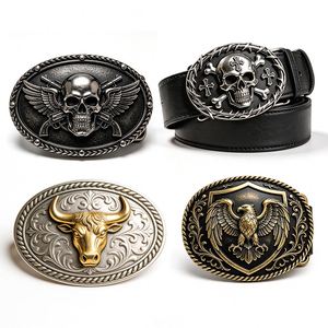 Custom Metal Buckles Skeleton Angel With Wings Guns Antique Silver Black Plated Punk Biker Heavy Duty Waist Belt Hardware - Product Image 1