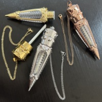 ISMAN Luxe 3ml Tube de brillant à lèvres en forme de couronne avec chaîne de collier, finition métallique Or, Argent, Rose, Flacon vide pour gloss, Prix usine, Qualité professionnelle supérieure