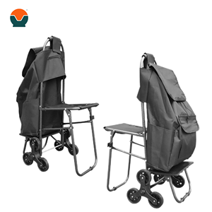 Chariot de courses pliable Tianyu G-02 en tissu Oxford, grande capacité de charge, siège, monte-escaliers, roues triangulaires en plastique - Product Image 1