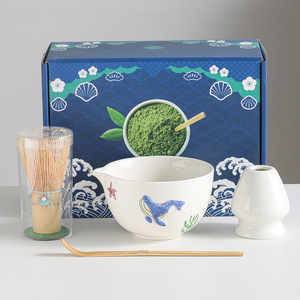 JY ชุดปัดปลาวาฬมัทฉะชุด4ชิ้นลายครามญี่ปุ่นสมัยใหม่ - Product Image 1