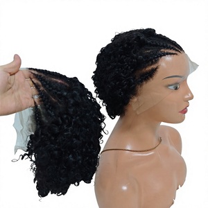 Promotion 23$ Letsfly <b>Braids</b> Short Curly 13x4 Lace Front Human Hair <b>Wig</b> Brazilian Hair Swiss Lace Pixie Cut for Daily Wear - Product Image 1