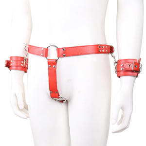 Bdsm <span class=keywords><strong>Bondage</strong></span> Flirten Sexy Mannelijke Kuisheid Handboeien Lederen Kuisheidsbroek Met Handboeien En Korsetten Voor Zowel Mannen Als Vrouwen - Product Image 5