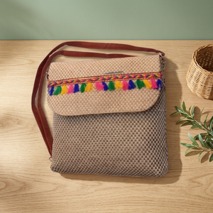 Bolso Tote de Yute Ligero Personalizado para Mujer, Estilo Bohemio, Impermeable, con Cierre de Cremallera, Moderno y Ecológico - Product Image 3