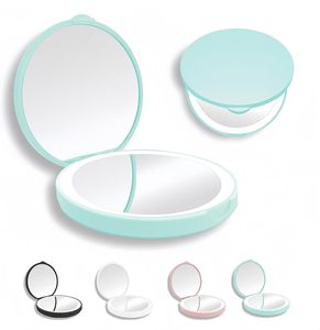 Miroir de maquillage pliable portable de poche, mini, double face, avec éclairage LED rose mignon, grossissement 1X 2X, personnalisé - Product Image 5
