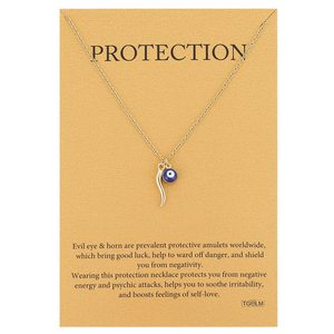 Gran oferta, venta al por mayor, collar con colgante <span class=keywords><strong>de</strong></span> ojos <span class=keywords><strong>de</strong></span> <span class=keywords><strong>diablo</strong></span> <span class=keywords><strong>de</strong></span> cuerno <span class=keywords><strong>de</strong></span> buey, collar <span class=keywords><strong>de</strong></span> cadena O <span class=keywords><strong>de</strong></span> acero inoxidable chapado en oro y plata <span class=keywords><strong>para</strong></span> <span class=keywords><strong>mujer</strong></span> - Product Image 2