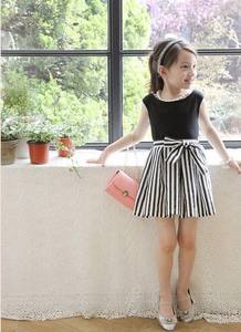 Ropa Infantil al por Mayor, Vestido de Fiesta a Rayas de Manga Corta con Lazo, de Algodón para Niñas Bebés, de Proveedor Chino - Product Image 4