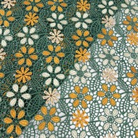 Tissu en dentelle brodée en polyester à motif floral intégral, soluble dans l'eau, multicolore, pour robe de mariée et robe de soirée