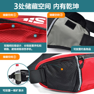 SISIAN Sac de taille pour la course à pied, ceinture réglable rouge et noire avec poche zippée pour les sports de plein air et les activités de fitness - Product Image 3