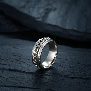 Cross-border best-selling <b>titanium</b> steel <b>chain</b> ring for men, personalized rotating design, hip-hop street style index finger rin - Product Image 4