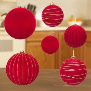 Boules de Noël floquées en velours pour décorations suspendues de sapin de Noël - Product Image 1