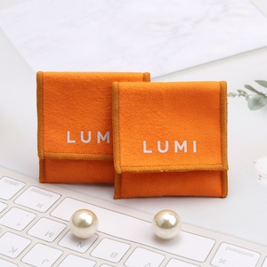 Luxury Brush Cotton Twill Envelope Ring Necklace <b>Earring</b> Packing Jewelry <b>Box</b> Bag Small Custom Logo Printed Cotton Jewelry Pouch - Product Image 4