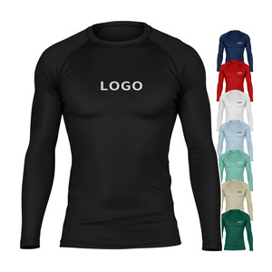ロゴプリント長袖ラッシュガード：速乾・UVカットコンプレッションシャツ (サーフィン・水泳・ジム用タイトウェア) - Product Image 1