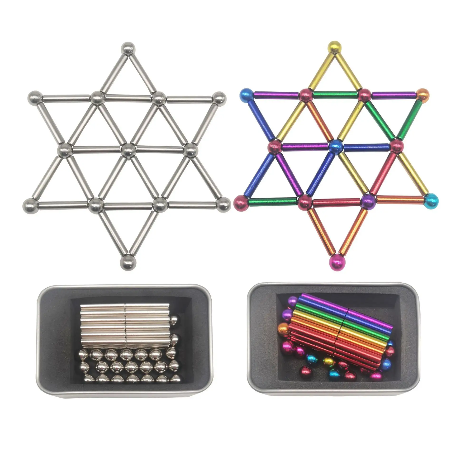 Metal Rainbow 5mm bolas magnéticas bloques de construcción juguetes magnéticos para niños aprendiendo