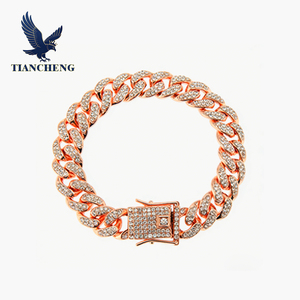 Avrupa ve Amerikan Hiphop Bileklik Takı Tam Rhinestone Küba Bilekliği Hiphop Erkek Modası Elmas Bileklik 12mm Genişliğinde - Product Image 2
