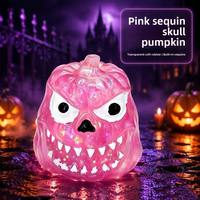 Nouveau Jouet Squishy Tête de Citrouille d'Halloween en Gros, Paillettes Brillantes, Rebond Lent, Jouet à Presser Créatif Anti-Stress