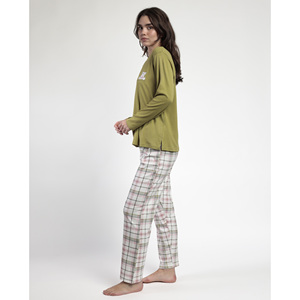 ADMAS Mujer Pijama Manga Larga Tapeta Smile tous les jours élastique Cintura De Spandex Pijama De Noche Impreso Solido PJ XL Homewear - Product Image 2