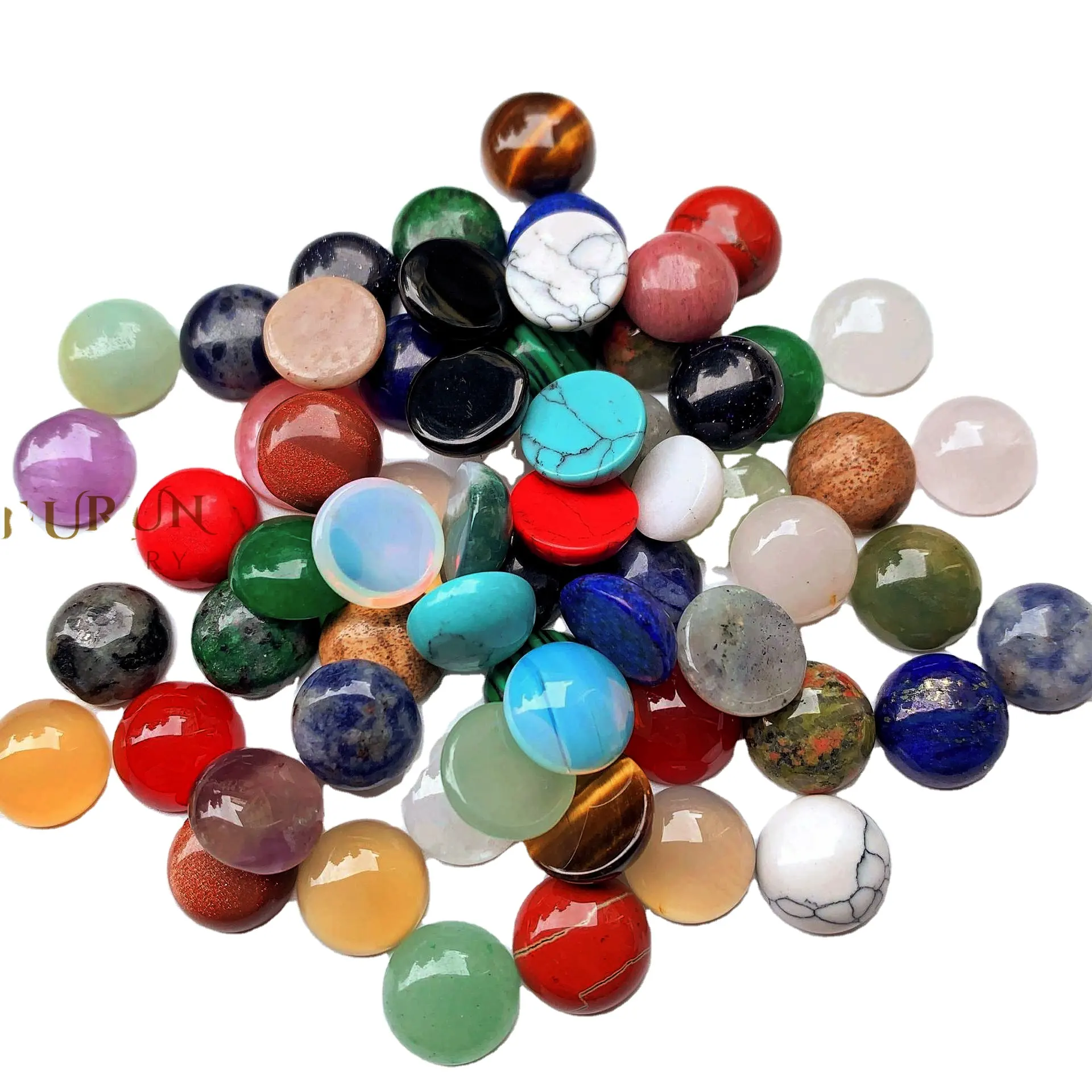 Natuursteen Ronde Cabochons Platte Rug Agaat Quartz Jaspis Jade Edelsteen Gladde Halve Bal Cabine Voor Sieraden Decoratie Inlay Diy