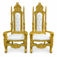 Chaises de Trône Roi et Reine à Dossier Haut, Luxe Royal Blanc et Or, Pour Mariage et Événements (Marié et Mariée)