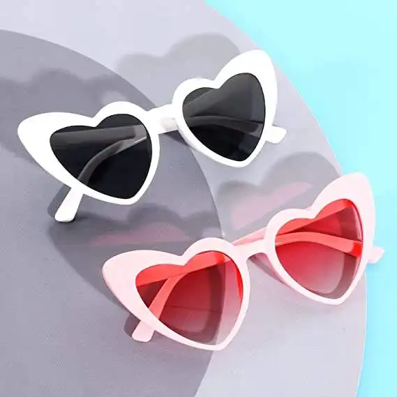 Gafas de sol con forma de corazón para mujer, lentes de sol con forma de corazón para novia, para fiesta, estilo Retro, con borde de color personalizado