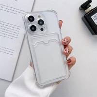 Coque de téléphone transparente en silicone TPU antichoc avec poche pour cartes et support, prix usine, compatible iPhone 17/16/15/14/13/12/11/XS Max/8 Plus, durable