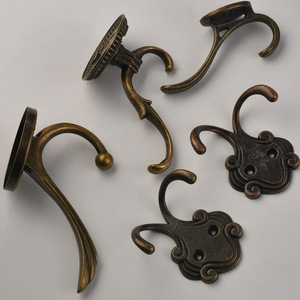 European Style Retro Double <b>Hook</b> Zinc Alloy <b>Wall</b> Mounted Coat <b>Hook</b> Wardrobe Clothes <b>Hook</b> Metal Hardware Indoor Use Rust - Product Image 2