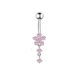 100 Tipos de Anillos de Ombligo de CZ Rosa en Acero Inoxidable Estilo Hot Girl Brillante Piercing Joyería para el Ombligo con Personalidad Venta al por Mayor - Product Image 4
