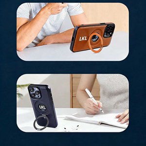 Coque de téléphone en silicone premium avec support intégré – Housse de protection gaufrée style professionnel pour iPhone séries 12-17 - Product Image 4