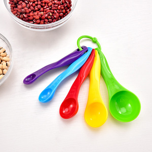 Five Piece Plastic Measuring Spoons Set Colorful Kitchen Cooking Tools With Markings Food Grade PP Material - Product Image 1