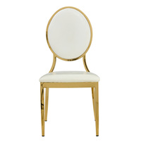 Chaise de mariage en acier inoxydable doré, dossier rond, coussin en éponge, empilable, design moderne, pour événements hôteliers