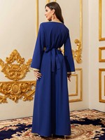 Robe Abaya Brodée en Dentelle pour Femme du Moyen-Orient, Robe Arabe de Dubaï Tendance, Ensemble Deux Pièces