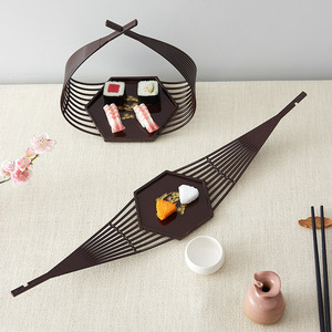 Plat de service hexagonal portable à double compartiment, assiette à fruits et à sushis, panier alimentaire pour hôtel et restaurant, panier à collations pour cuisine japonaise - Product Image 4