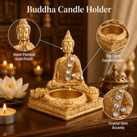 Statue de Bouddha Bougeoir Résine Peint à la Main Méditation Figurine Bouddha Décoration Intérieure Table Cadeau Zen