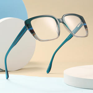 Montures de lunettes carrées en acétate de Wenzhou, monture complète, antidérapantes, unisexe, verres plats, design dégradé de couleur - Product Image 5