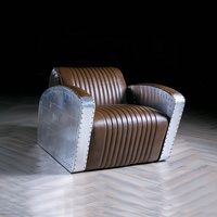 Fauteuil industriel en aluminium pour salon, fauteuil aviateur, canapé individuel