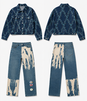 Costume pour femme à motif géométrique, vente en gros, veste en jean pour femme, ensemble en jean