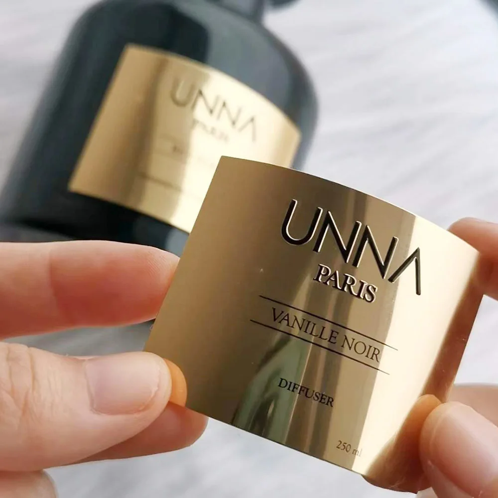 Custom Metal Embossed Candle logo Luxury Metallic Candle Holder Container Jar Label Sticker for Candle Jars