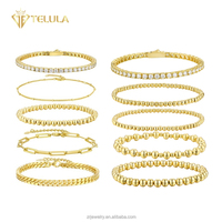 Ensemble de bijoux Telula pour femme en argent sterling et moissanite, collier, boucles d'oreilles, bracelet, coupe ronde brillante, design romantique