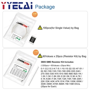Kit de résistances CMS de haute précision <span class=keywords><strong>0805</strong></span> 1% 0 ohm 1 330 470 1K 4.7K 5.6K 33K 43K 47K 51K 56K 62K 68K 75K 82K 100K 1M Ohm – Ensemble assorti - Product Image 5
