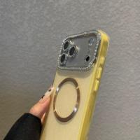 Coque de téléphone de luxe antichoc magnétique avec lentille d'appareil photo brillante effet diamant et couleur bonbon pour iPhone 18 17 Pro Max 16 15 14 13