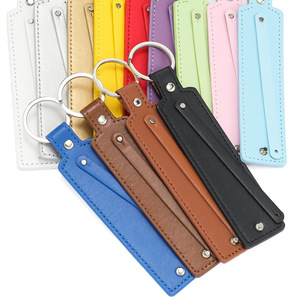 Porte-clés en cuir rectangulaire multicolore, accessoire de bijouterie simple à faire soi-même pour téléphone, sac, bracelet - Product Image 4