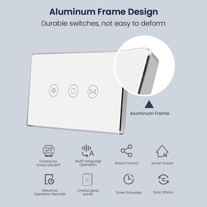Zigbee Smart Touch Curtain Switch Aluminum Frame Tuya Smart App Control <b>Alexa</b> Voice <b>Remote</b> - Product Image 2