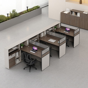 Bureau <span class=keywords><strong>de</strong></span> travail moderne et simple pour employés avec écran <span class=keywords><strong>de</strong></span> séparation et casier intégré - Product Image 3